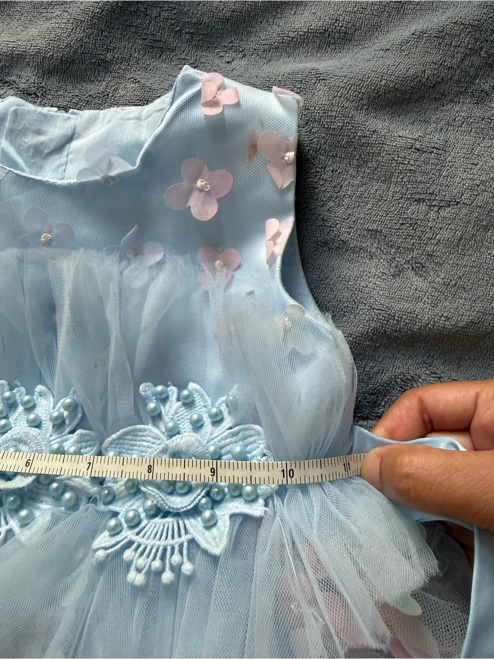 Light Blue Floral Tulle Kids Costume Dress by